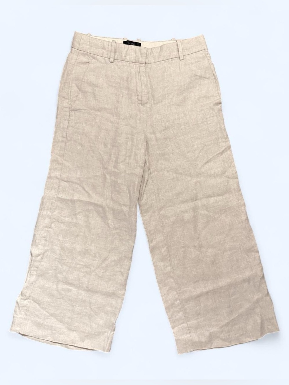 J. Crew Wide-Leg Linen-Blend Pants in Light Beige